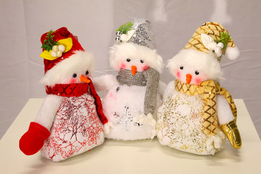 AG-10 | Christmas Ornament – Snowman Design (Gold, Silver, Red), 13.4" × 7.1" × 5.9" (34×18×15 cm)