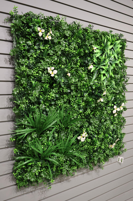 GREEN WALL — WHITE BLOOM — 40" × 40" (102 × 102 cm)