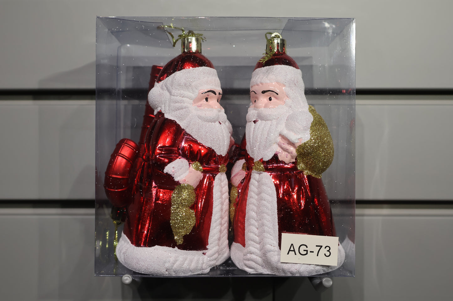AG-73 | Christmas Hanging Ornament Set – Santa 5" × 2.5", Set of 4
