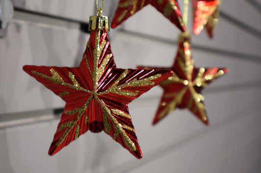 AG-75 | Christmas Tree Hanging Star Ornaments – 4" (10 cm), Set of 4