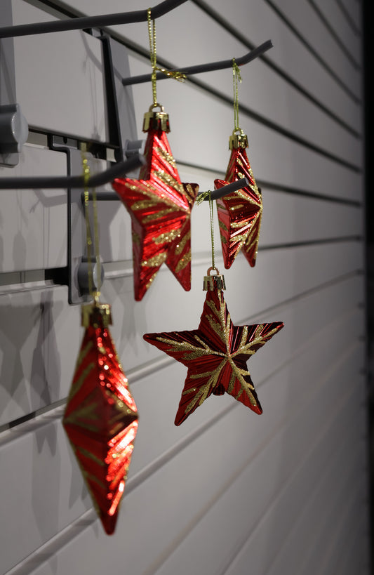 AG-75 | Christmas Tree Hanging Star Ornaments – 4" (10 cm), Set of 4