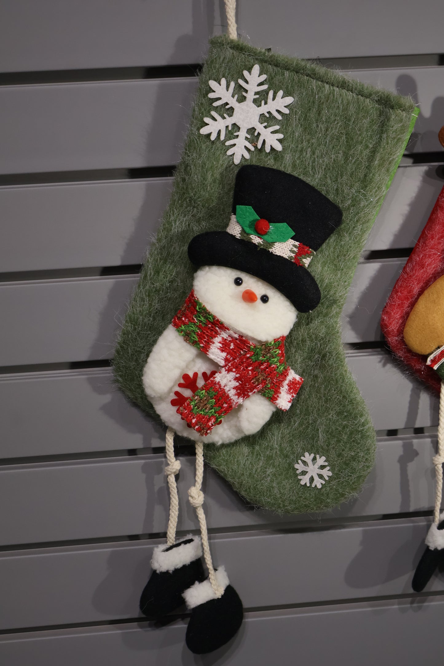 AG-19 | Christmas Stockings with Dangling Legs – Set of 3 Designs (Snowman, Santa, Reindeer), 18.9" × 9.1" × 1.2" (48×23×3 cm), 12 Pieces per OPP Bag