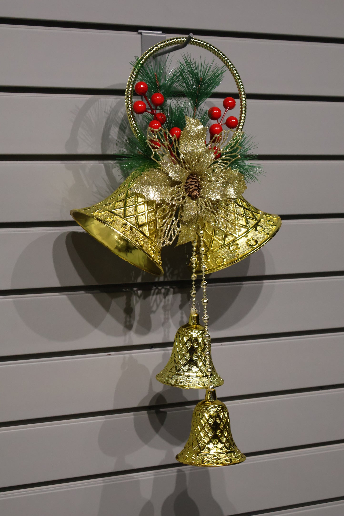 AG-66 | Christmas Hanging Bell Decoration – 19" × 10" × 5" (48×25×13 cm), Gold