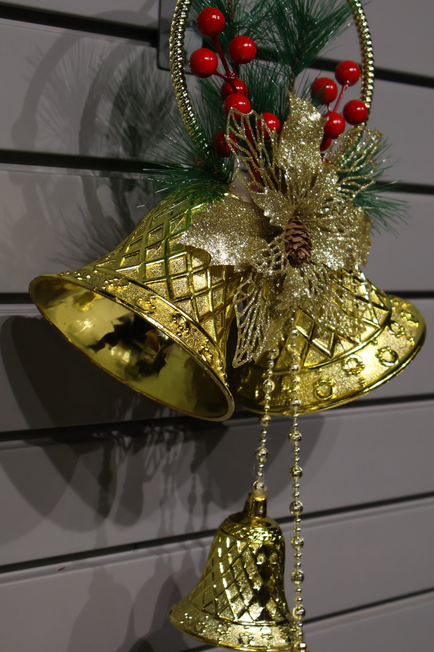 AG-66 | Christmas Hanging Bell Decoration – 19" × 10" × 5" (48×25×13 cm), Gold