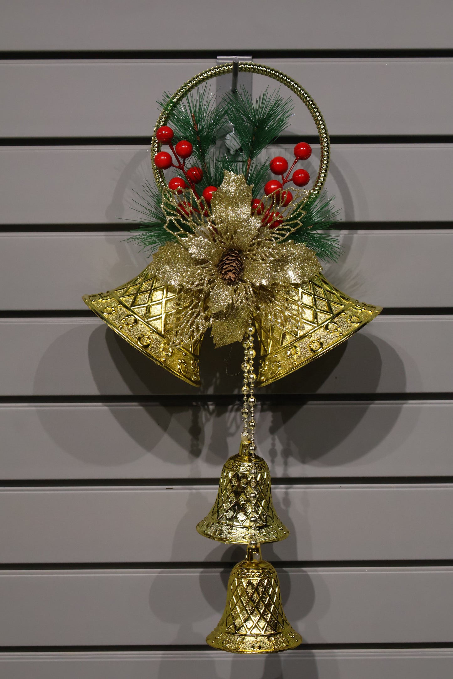 AG-66 | Christmas Hanging Bell Decoration – 19" × 10" × 5" (48×25×13 cm), Gold