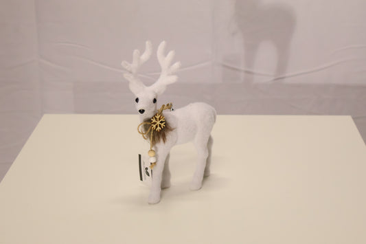 AG-25 | Christmas Ornament – Reindeer Design, White, 8.7" × 5.9" × 1.6" (22×15×4 cm)