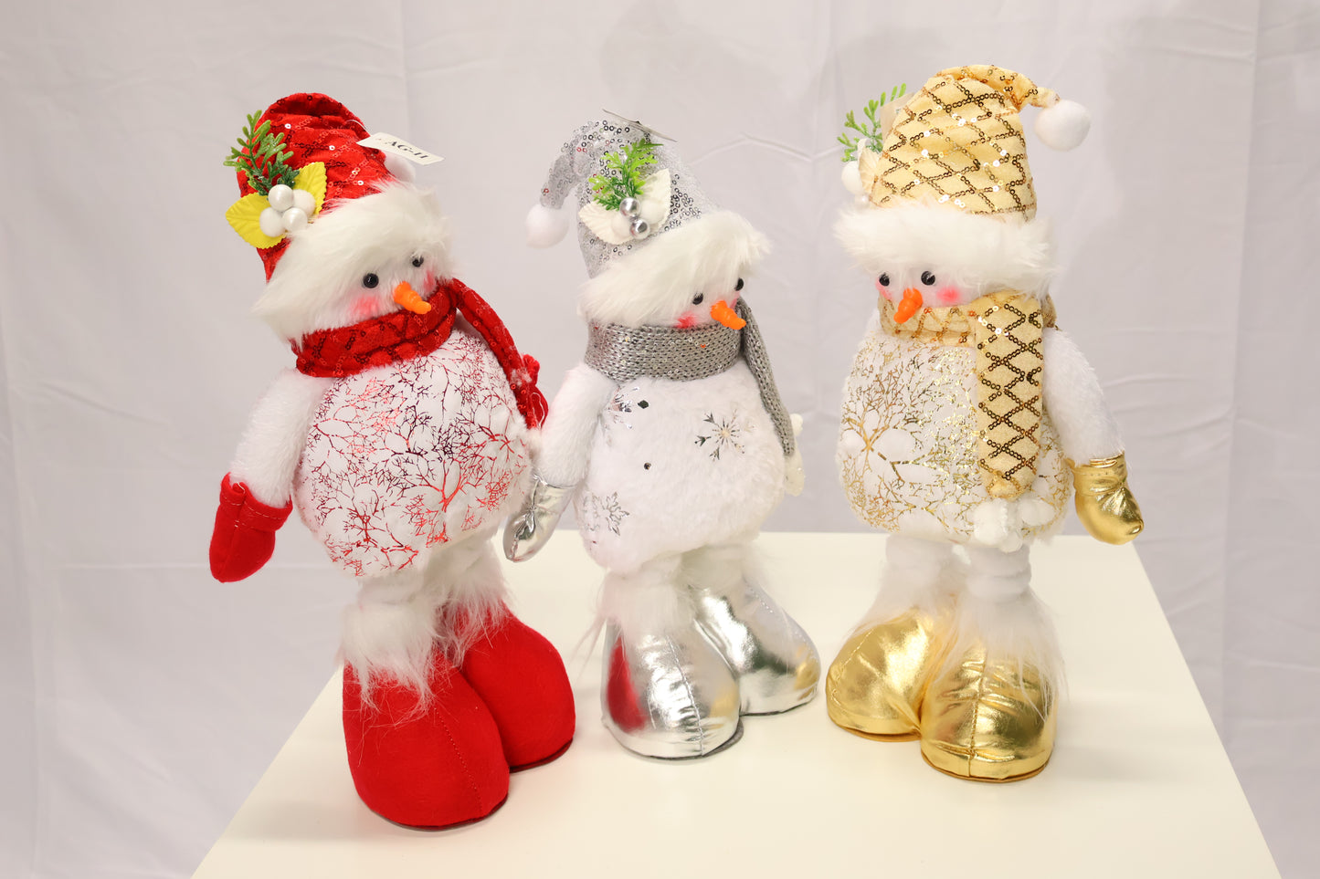 AG-11 | Christmas Ornament – Snowman Design (Gold, Silver, Red), 21.7" × 7.1" × 5.9" (55×18×15 cm)
