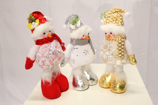 AG-11 | Christmas Ornament – Snowman Design (Gold, Silver, Red), 21.7" × 7.1" × 5.9" (55×18×15 cm)