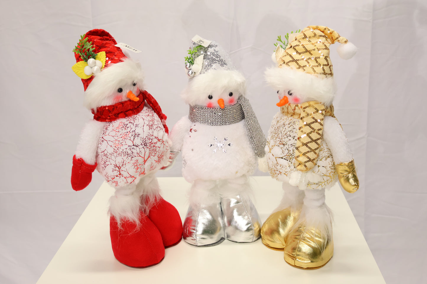 AG-11 | Christmas Ornament – Snowman Design (Gold, Silver, Red), 21.7" × 7.1" × 5.9" (55×18×15 cm)