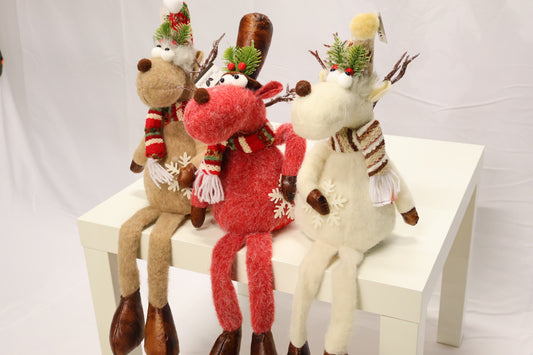 AG-04 | Christmas Ornament – Reindeer Design with Dangling Legs (Bronze, White, Red), 27.6" × 7.9" × 5.1" (70×20×13 cm)