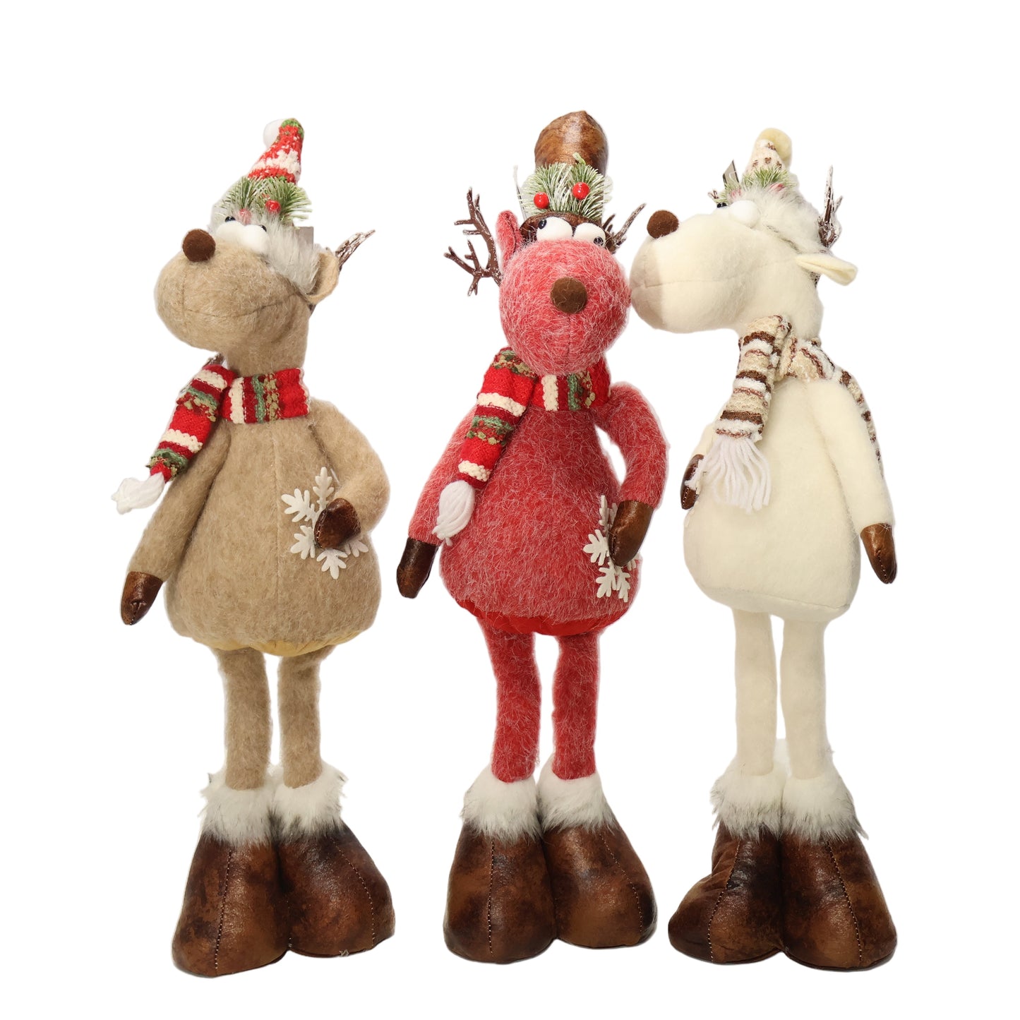 AG-02 | Christmas Ornament – Reindeer Design (Brown, White, Red), 23.6" × 7.1" × 5.1" (60×18×13 cm)