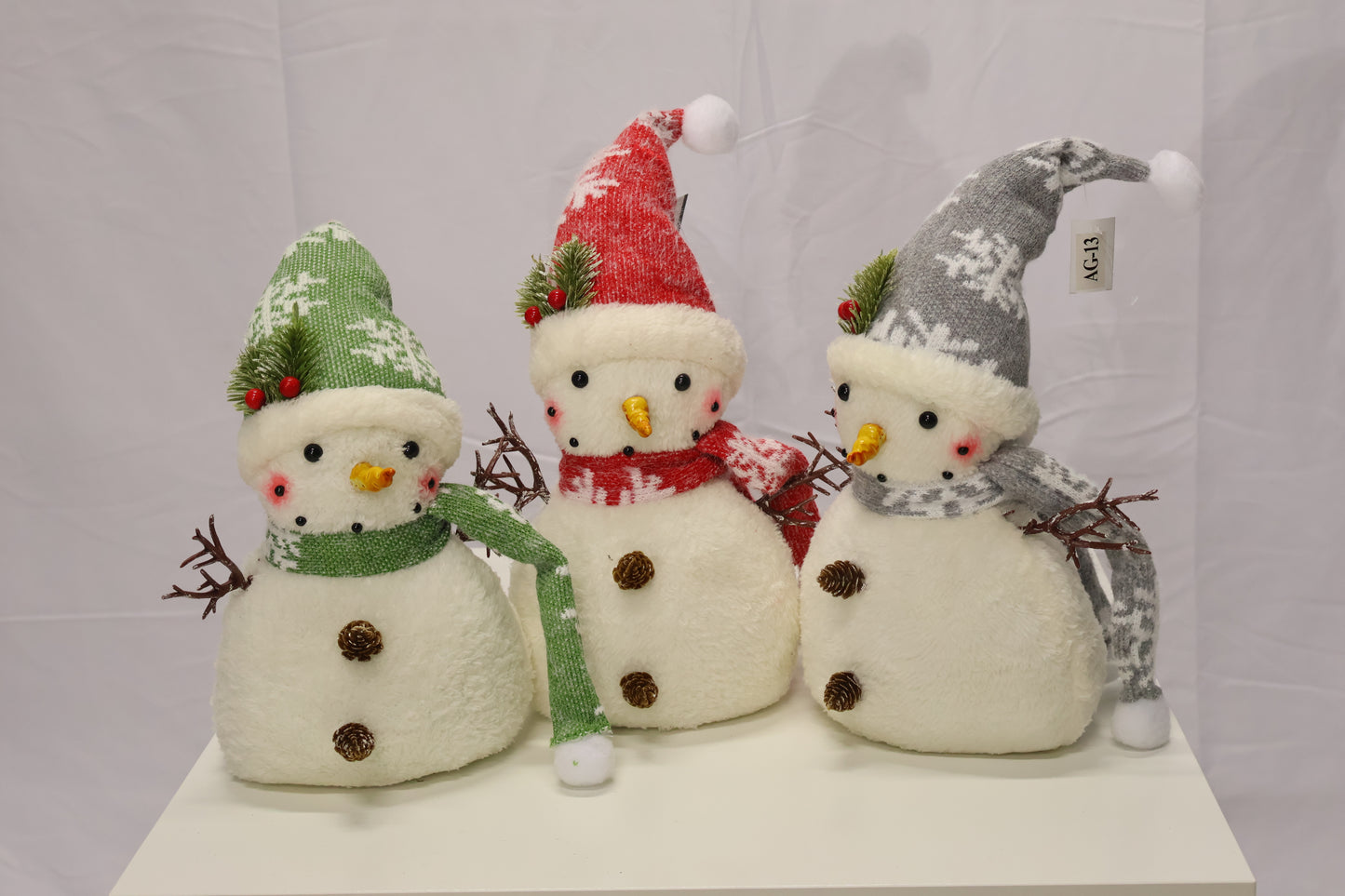 AG-13 | Christmas Ornament – Snowman Design (Green, Silver, Red), 16.9" × 6.3" × 3.9" (43×16×10 cm)