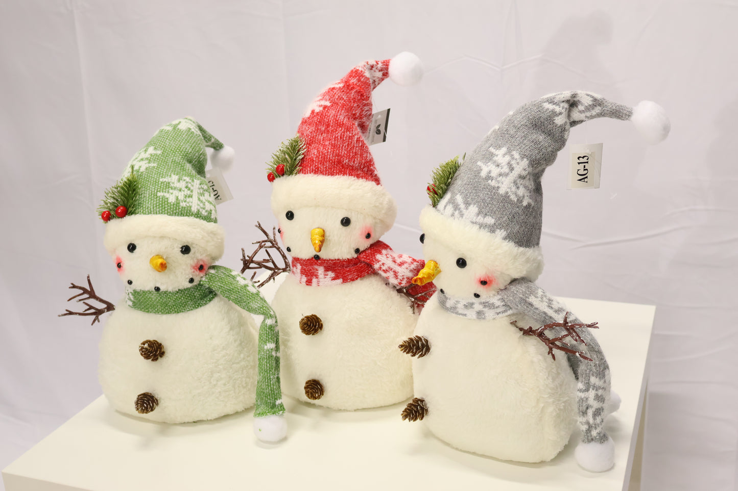 AG-13 | Christmas Ornament – Snowman Design (Green, Silver, Red), 16.9" × 6.3" × 3.9" (43×16×10 cm)