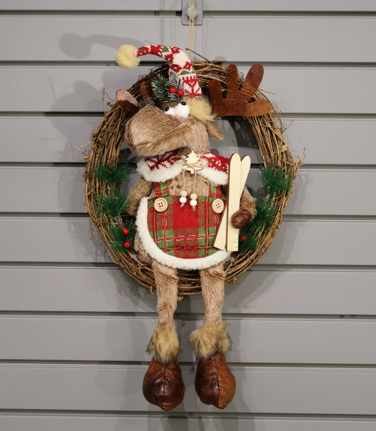 AG-08 | Christmas Ornament – Reindeer Wreath Design, 16.5" × 11.8" × 5.9" (42×30×15 cm)