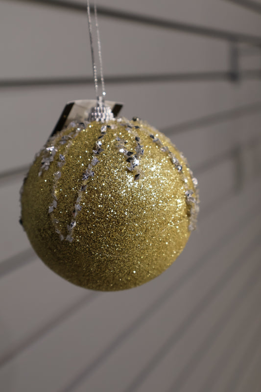 AG-34 | Artificial Christmas Glitter Bauble Ornament – 4" (10 cm) | Red or Gold