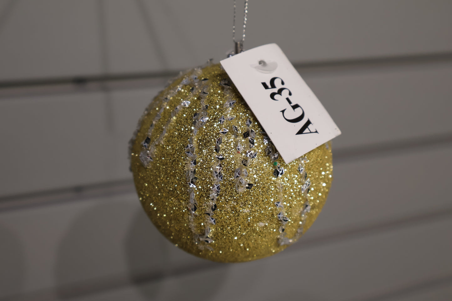 AG-35 | Artificial Christmas Glitter Bauble Ornament – 3" (8 cm) | Red or Gold
