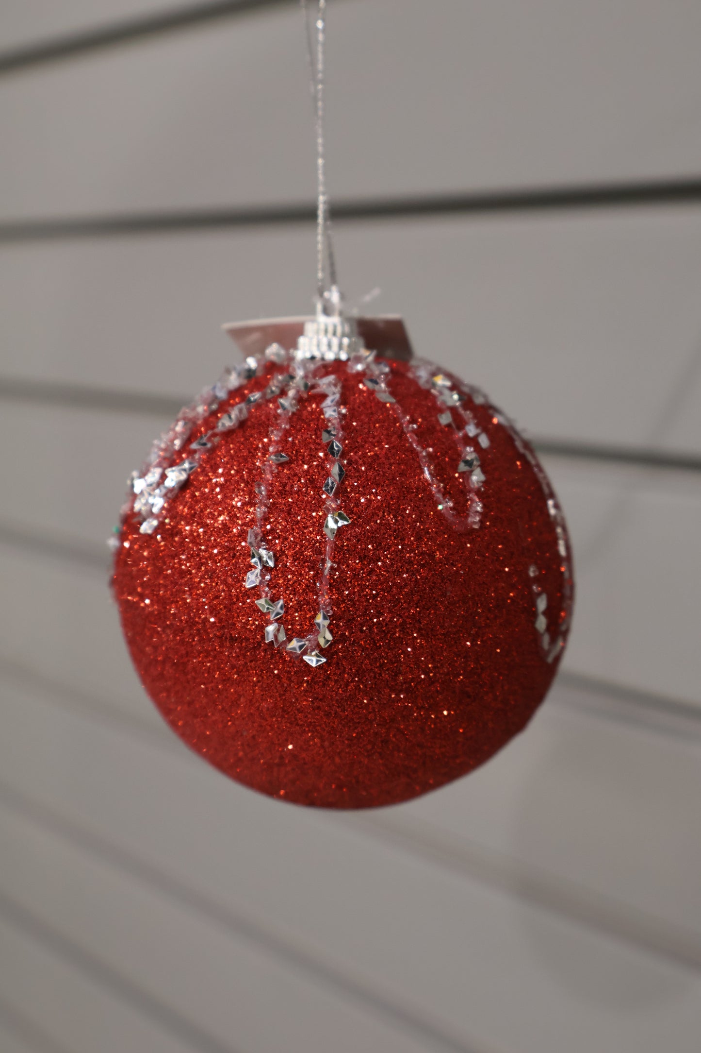 AG-35 | Artificial Christmas Glitter Bauble Ornament – 3" (8 cm) | Red or Gold